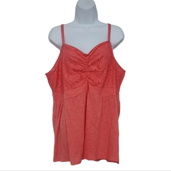Torrid Crochet Babydoll Summer Top Size 3 Lightweight Spaghetti Strap Coral. - Picture 3 of 8